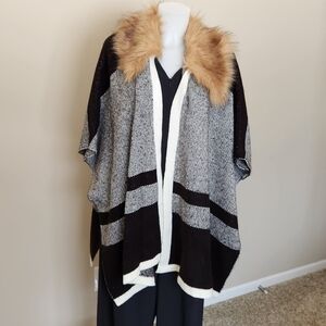 Faux fur sweater wrap